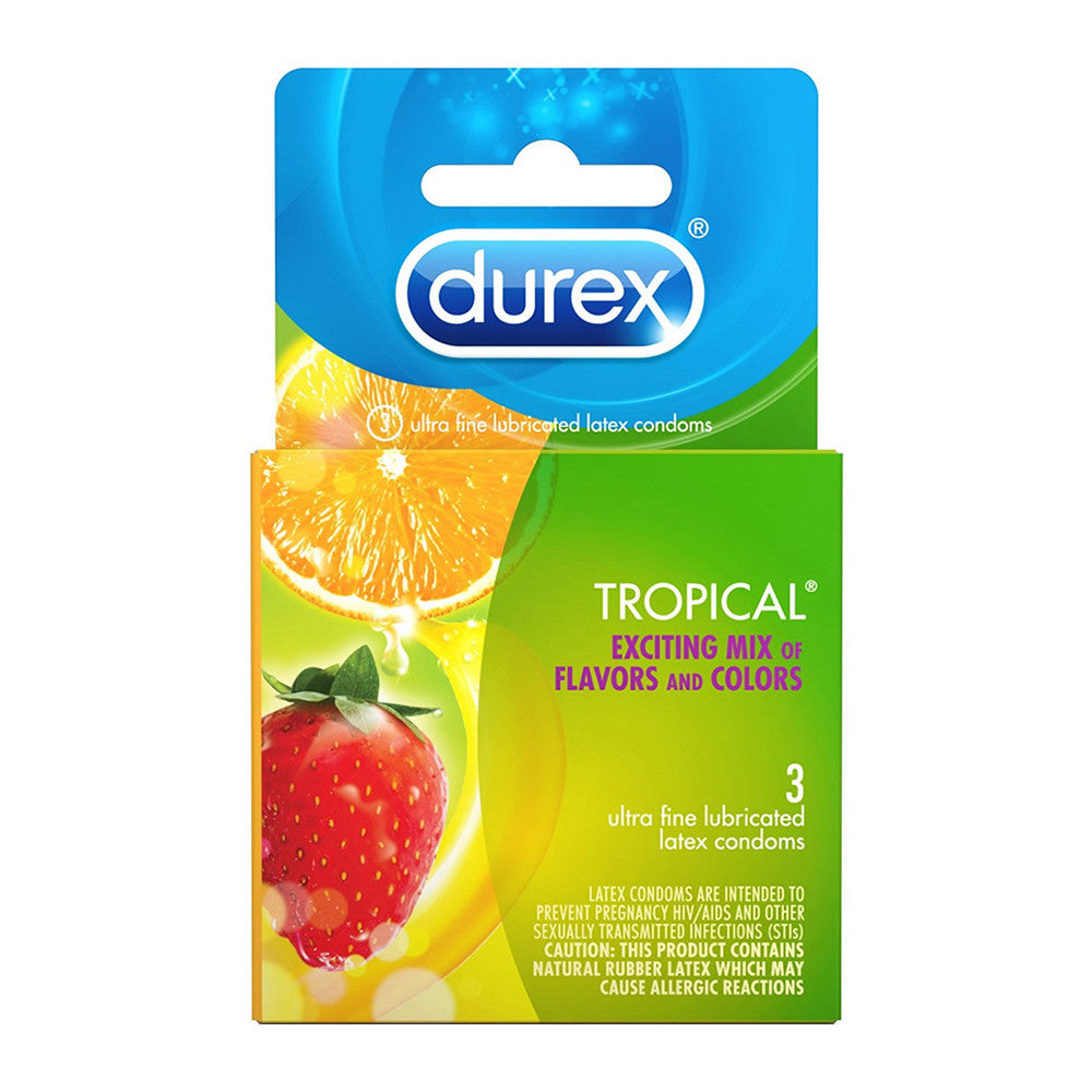 Durex Tropical Natural Flavored Condoms, 3 Ea